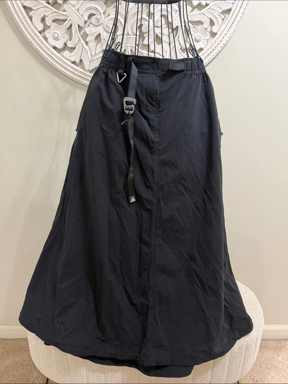 Nike Black Maxi Utility Skirt with Webbing Belt and D-Ring
